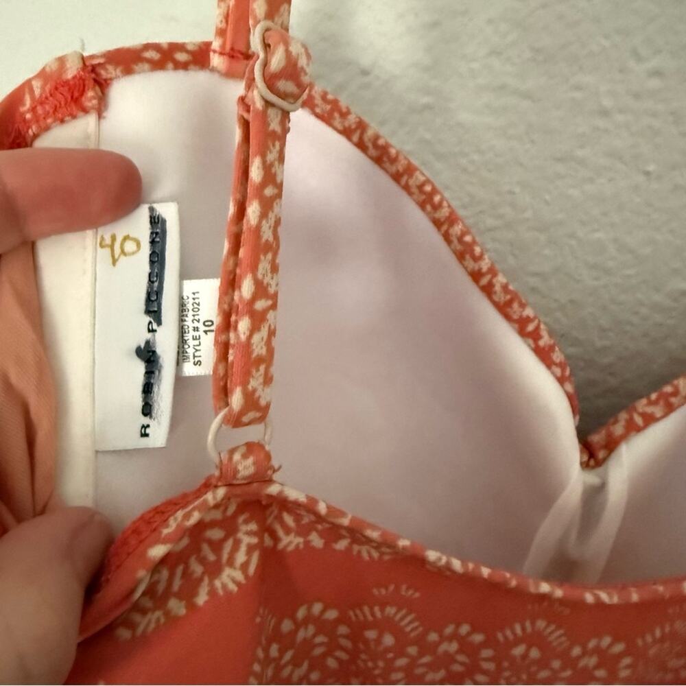Robin Piccone One Piece Swimsuit Terracotta Orange Cream Size 10 NWOT - Picture 3 of 4